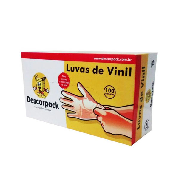 Luva Vinil sem Pó - G - 100 Uni - Descarpack