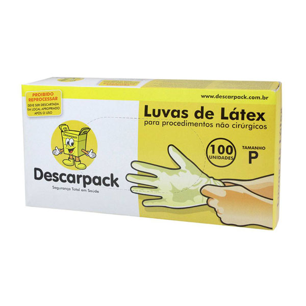 Luva Latex sem Pó - P - 100 uni - Descarpack